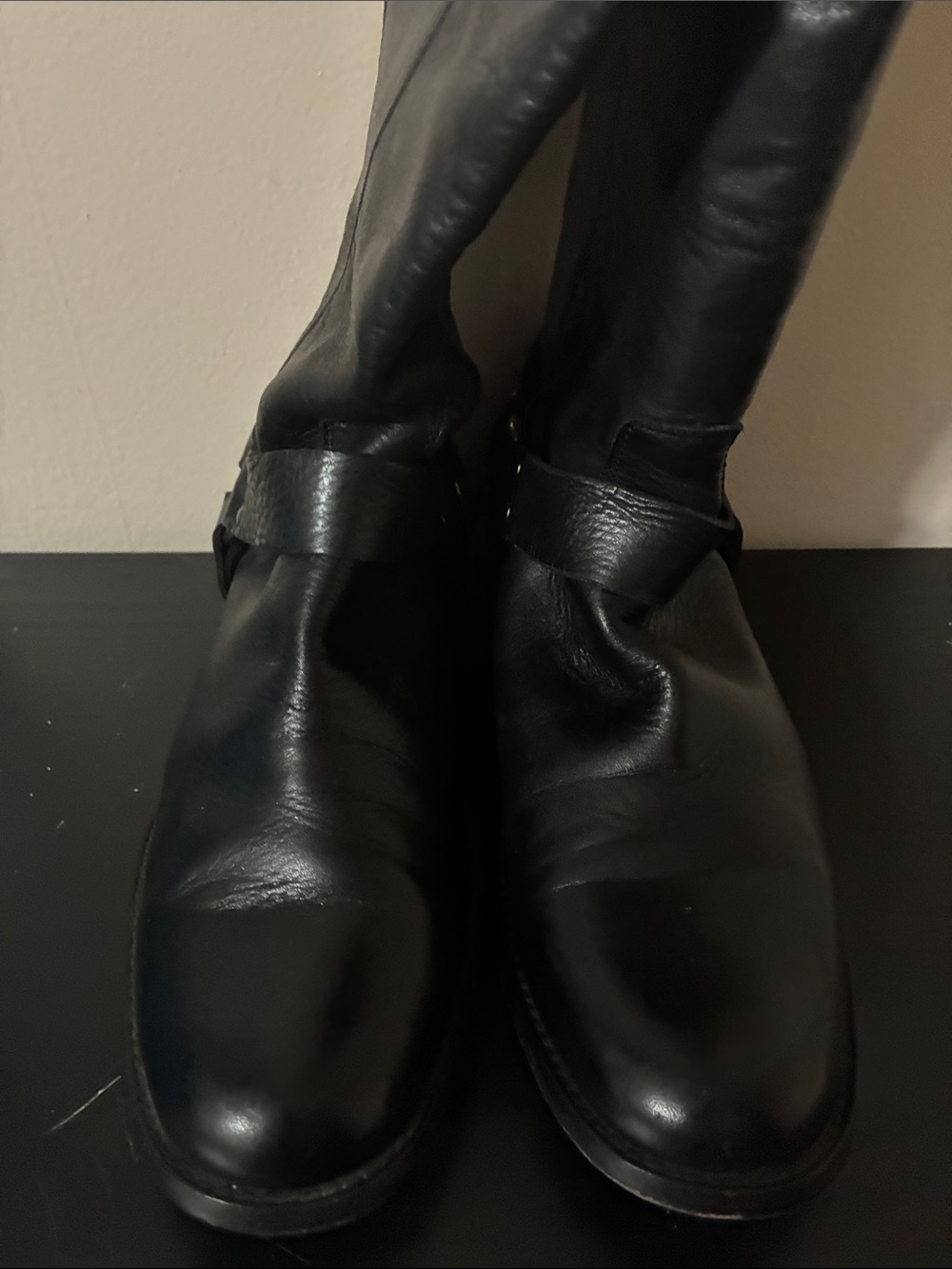 Frye Phillip Harness Tall Boot black leather knee-high boot size 9.5 - Picture 3 of 10